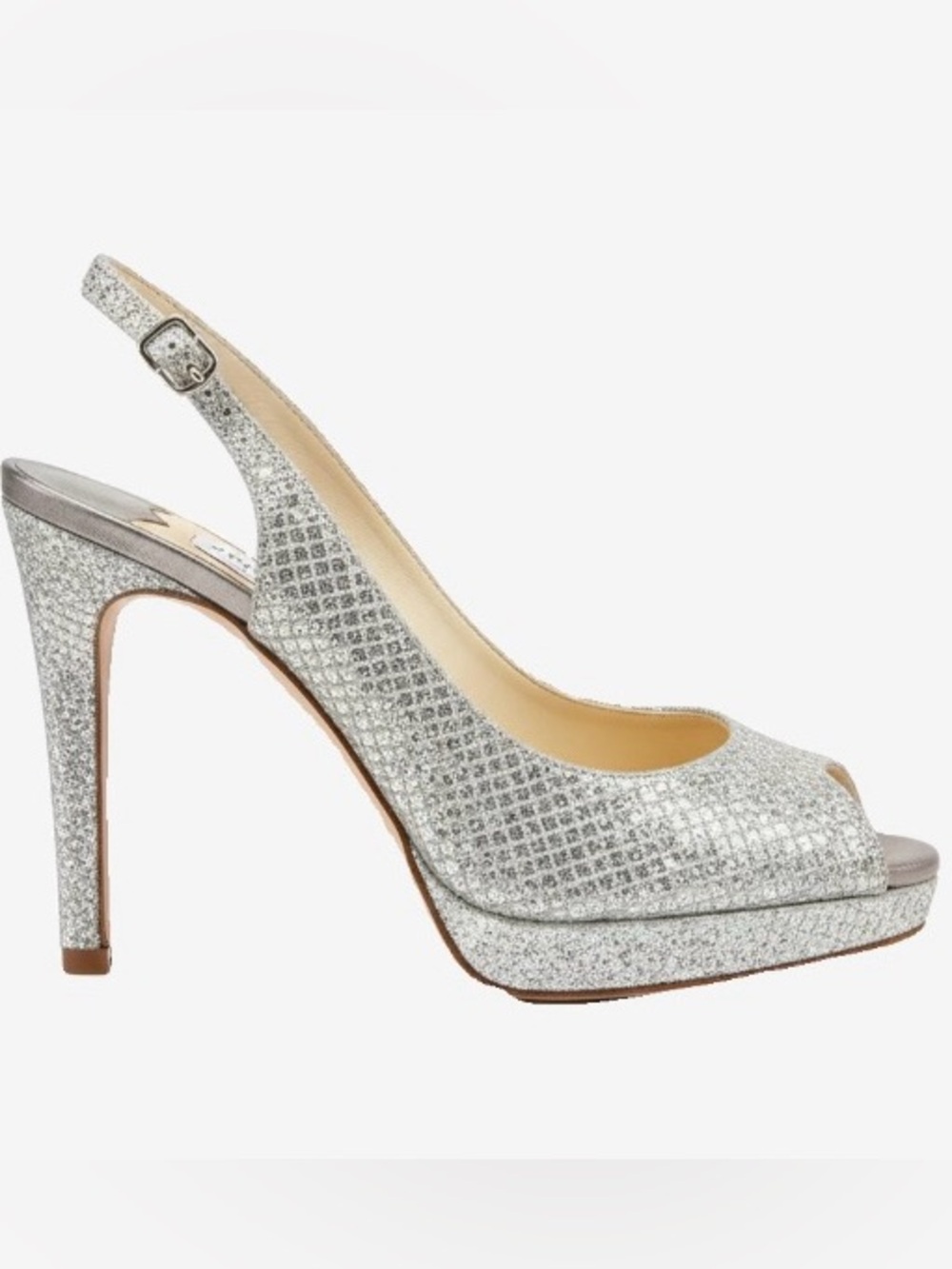 🛍️ Jimmy Choo Authentic Nova Glitter Open-Toe Slingback Heels W/Box & Dust Cover